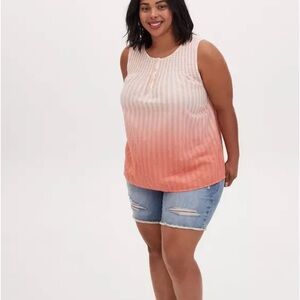 Cotton Smocked Henley Tank